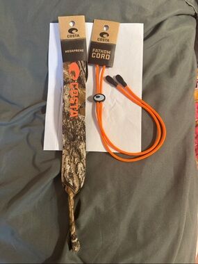 Costa Camo Neoprene Sunglass Strap with Bright Orange Cord